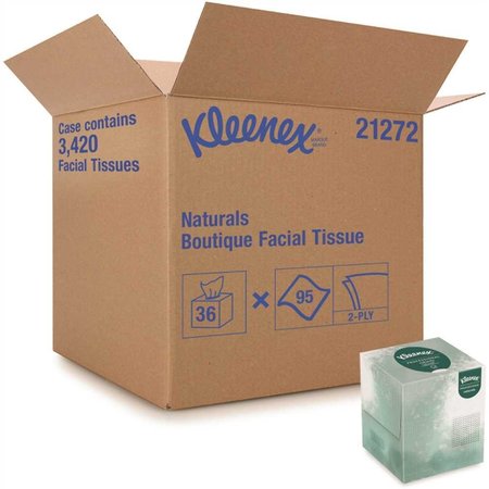 KLEENEX 2-Ply Naturals Boutique Facial Tissue Upright Box 6-Bundles/Case, /Bundle, , 36PK 21272